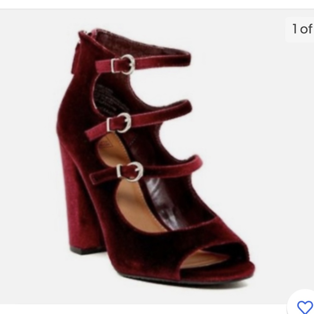 14th & Union Nordstrom Anya Strappy Block Heel Sandals BORDEAUX US 8.5